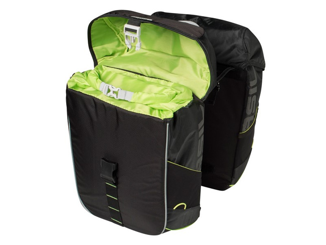 Sakwa turystyczna podwójna BASIL MILES DOUBLE BAG 32L, Universal Bridge System, wodoodporny poliester, czarna