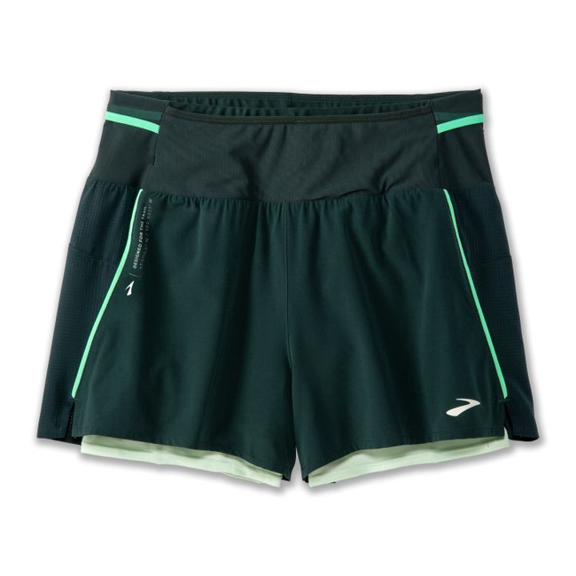 High Point 3" 2in1 Short 2.0 Damskie Spodenki Do Biegania Zielone - Brooks-Running