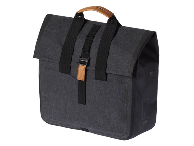 Sakwa miejska pojedyncza BASIL URBAN DRY SHOPPER 20L, mocowanie na haki Hook-On System, wodoodporny poliester, charcoal melee