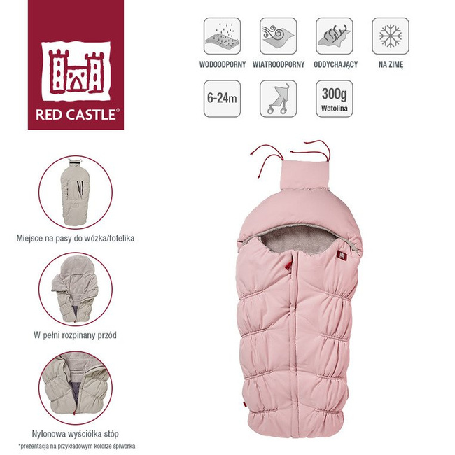 Śpiwór zimowy wodoodporny do wózka 6-24m Footmuff Soft Pink - Red Castle