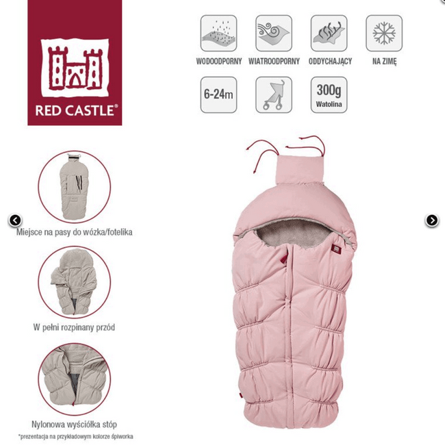 Śpiwór zimowy wodoodporny do wózka 6-24m Footmuff Soft Pink - Red Castle