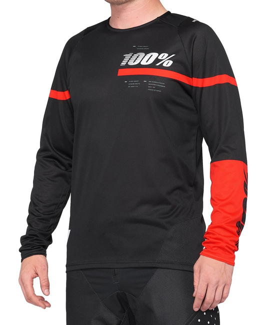 Koszulka męska 100% R-CORE Jersey długi rękaw red black