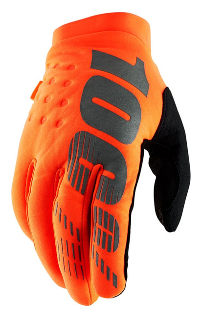 Rękawiczki 100% BRISKER Glove fluo orange black roz. S (długość dłoni 181-187 mm)