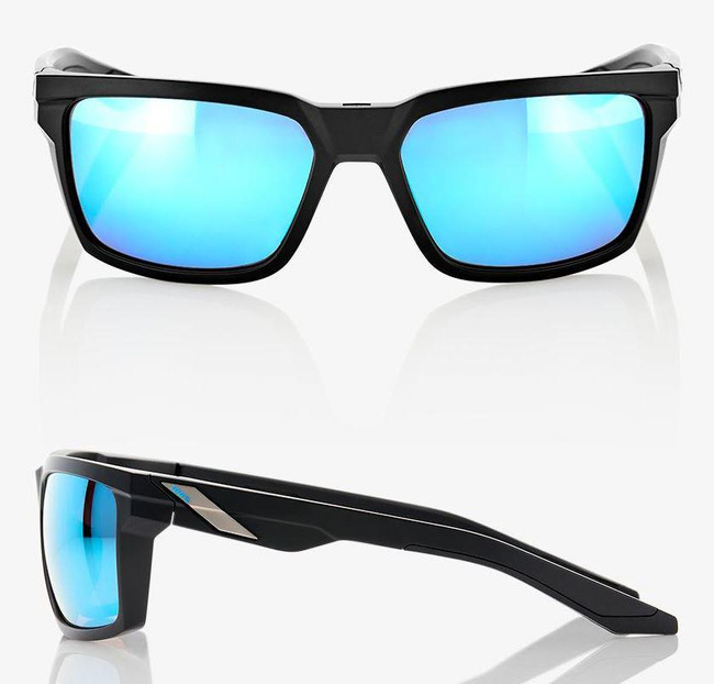 Okulary 100% DAZE Matte Black - HiPER Blue Multilayer Mirror Lens Szkła Niebieskie Lustrzane Wielowarstwowe, LT 15%