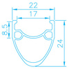 Koła szosowe ALEXRIMS ALX265, V-brake, QR, Stożek 24mm, 700C 622-17, TRS, Aluminium, Waga 1832g