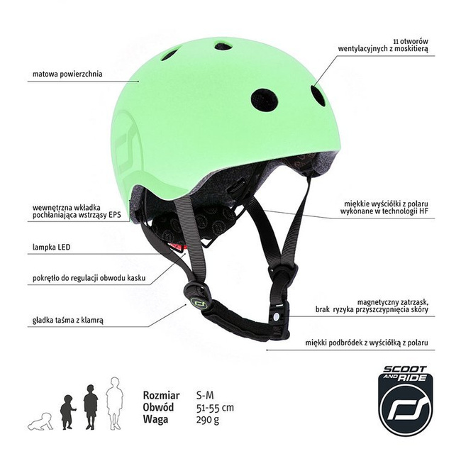 SCOOTANDRIDE Kask S-M dla dzieci  3+ Kiwi