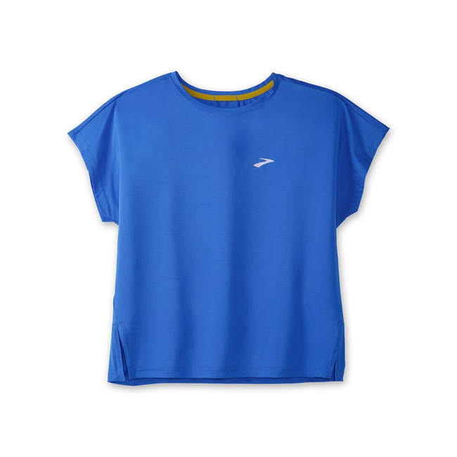 Distance Short Sleeve Damska Koszulka Do Biegania Z Krótkimi Rękawkami Niebieska - Brooks-Running