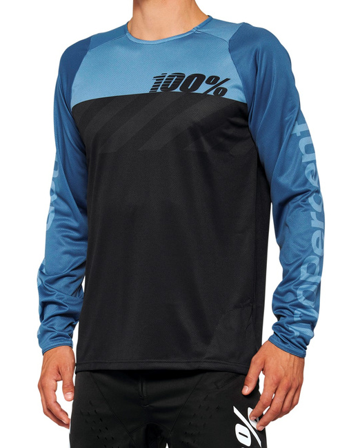 Koszulka męska 100% R-CORE Jersey długi rękaw black slate blue