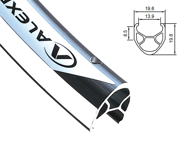 Obręcz szosa ALEXRIMS R450, V-brake, Stożek 19,8mm, 700C 622x14, 36 otworów, Biała, Waga 470g