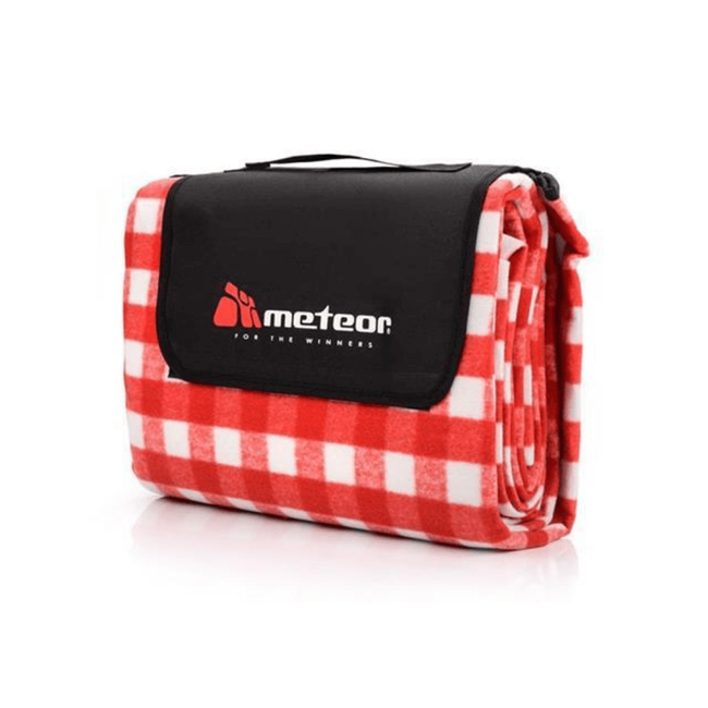 Koc piknikowy Basic krata 170x200 cm - czerwono-biała - Meteor