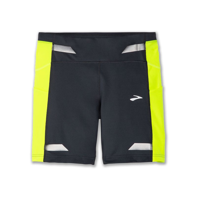 Run Visible 6” Short Damskie Spodenki Do Biegania Odblaskowe Czarne - Brooks-Running