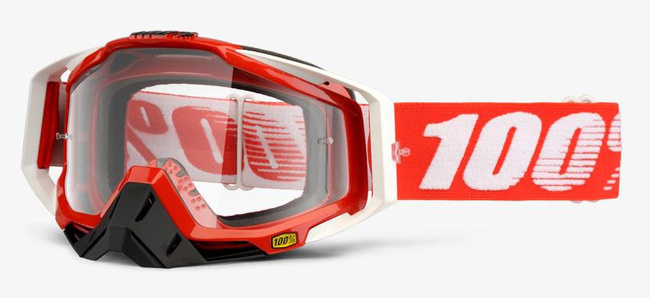 Gogle 100% RACECRAFT FIRE RED (Szyba Przezroczysta Anti-Fog, LT 88%-92% + 10 Zrywek)