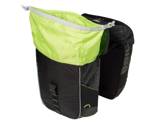 Sakwa turystyczna podwójna BASIL MILES DOUBLE BAG 32L, Universal Bridge System, wodoodporny poliester, czarna