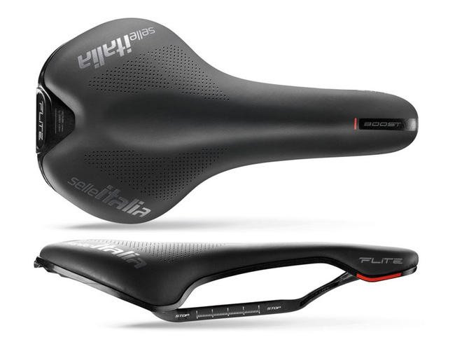 Siodło SELLE ITALIA FLITE BOOST KIT CARBONIO L (id match L1), Carbon/keramic Rail, Fibra-Tek, 180g.