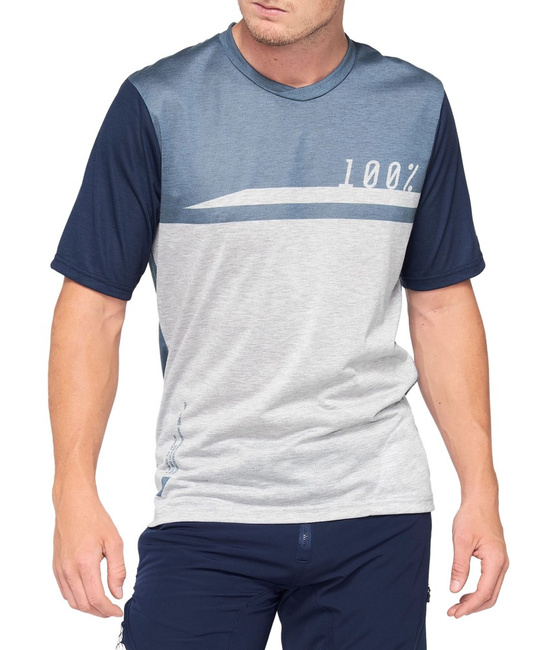 Koszulka męska 100% AIRMATIC Jersey krótki rękaw steel blue grey