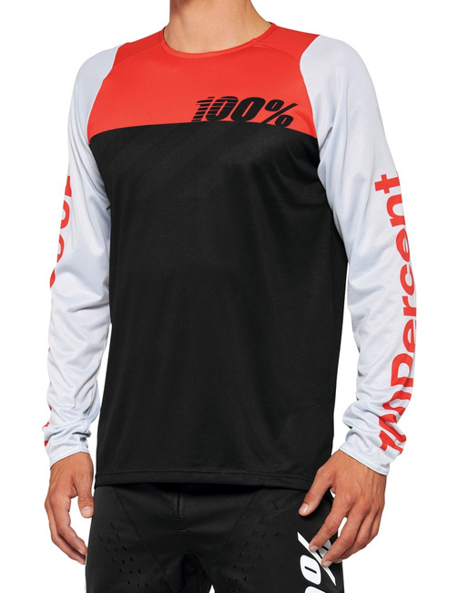 Koszulka męska 100% R-CORE Jersey długi rękaw black racer red