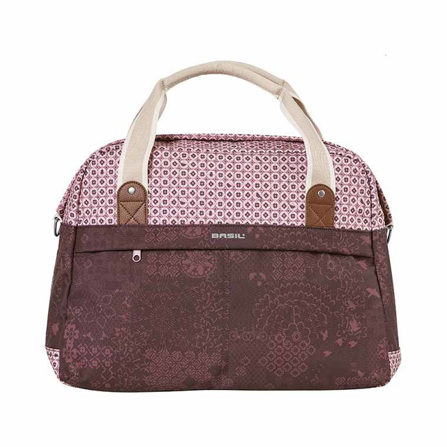 Sakwa miejska pojedyncza BASIL BOHEME CARRY ALL BAG 18L, mocowanie na haki, wodoodporny poliester, fig red