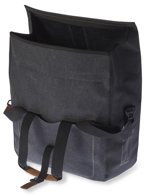 Sakwa miejska pojedyncza BASIL URBAN DRY BUSINESS BAG 20L, mocowanie na haki Hook-On System, wodoodporny poliester, charcoal melee