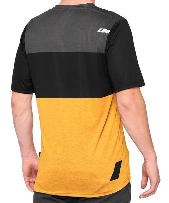 Koszulka męska 100% AIRMATIC Jersey krótki rękaw black mustard