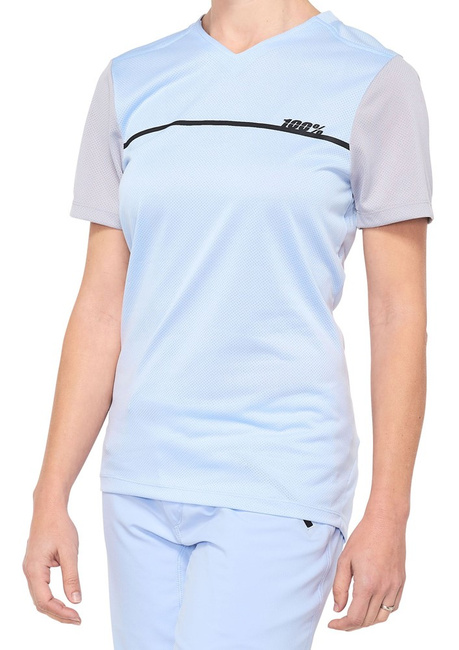 Koszulka damska 100% RIDECAMP Jersey krótki rękaw powder blue grey