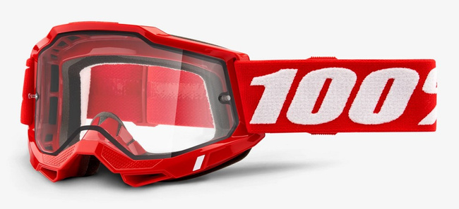 Gogle 100% ACCURI 2 ENDURO MOTO RED (Szyba Przezroczysta Podwójna)