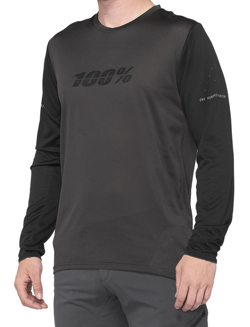 Koszulka męska 100% RIDECAMP Long Sleeve Jersey długi rękaw Black Charcoal