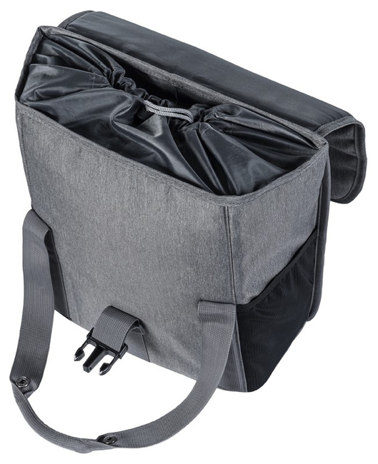 Sakwa miejska pojedyncza BASIL GO SINGLE BAG 16L, mocowanie na haki Hook-On System, szary