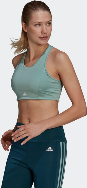 Stanik sportowy damski  3-Stripes Sport Bra Top zielony - Adidas