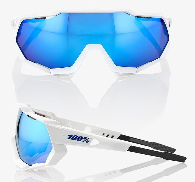 Okulary 100% SPEEDTRAP Matte White - HiPER Blue Multilayer Mirror Lens