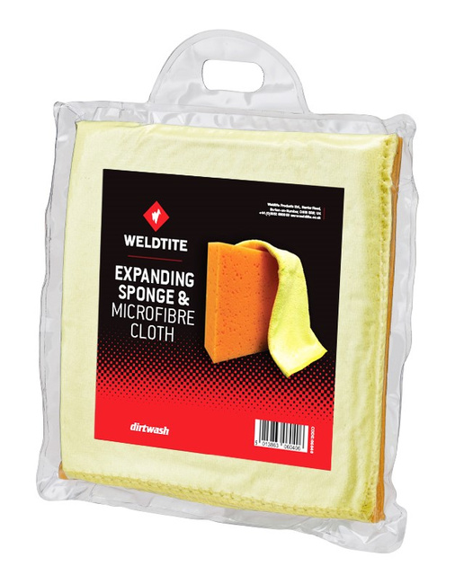 Gąbka i ścierka z mikrofibry WELDTITE DIRTWASH Expanding Sponge & Microfibre Cloth