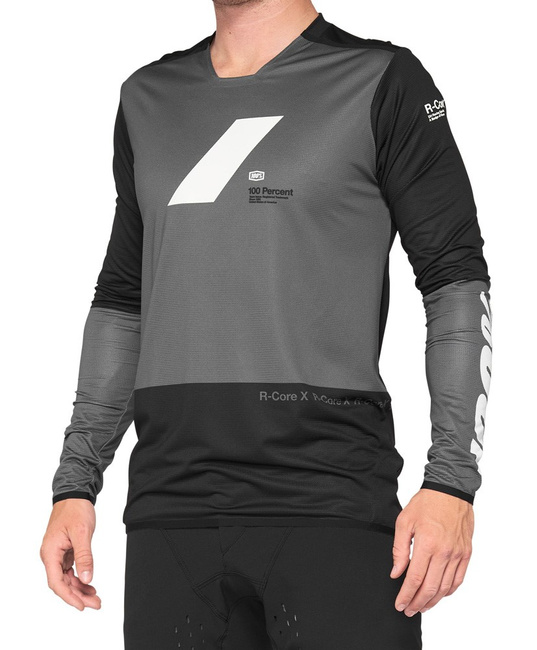 Koszulka męska 100% R-CORE X Jersey długi rękaw charcoal black