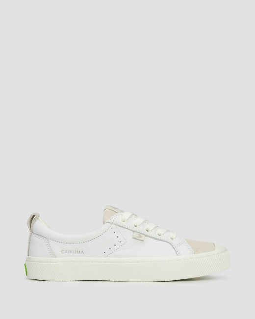 Buty Damskie Cariuma Oca Low White Premium Leather Vintage White Suede Sneaker