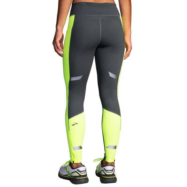 Run Visible Thermal Tight Damskie Legginsy Do Biegania Odblaskowe Szare - Brooks-Running