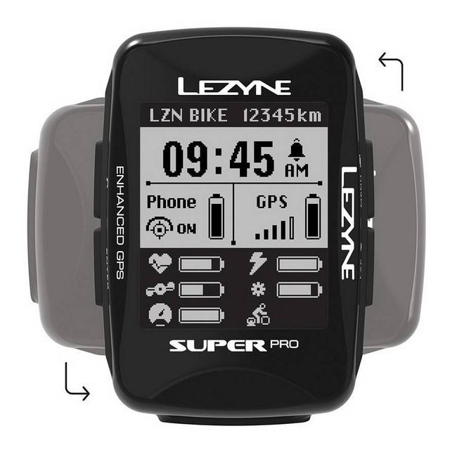 Licznik rowerowy LEZYNE SUPER PRO GPS HRSC LOADED w zestawie opaska na serce + czujnik prędkości/kadencji