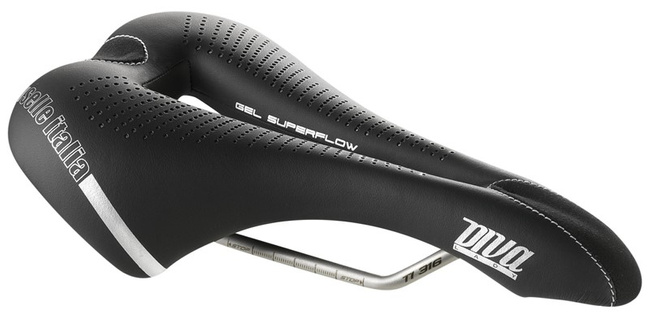 Siodło SELLE ITALIA DIVA GEL TI316 SUPERFLOW L (id match L3), TI 316 Rail, Fibra-Tek, Light Gel, 285g