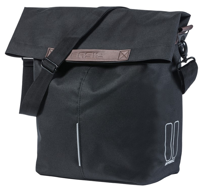 Sakwa Miejska Pojedyńcza BASIL CITY SHOPPER 14-16L, mocowanie na haki Hook-On System, poliester, czarna