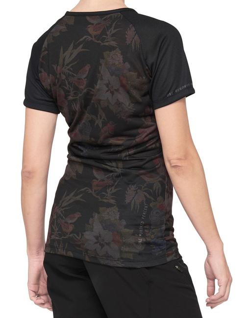 Koszulka damska 100% AIRMATIC Women's Jersey krótki rękaw black floral